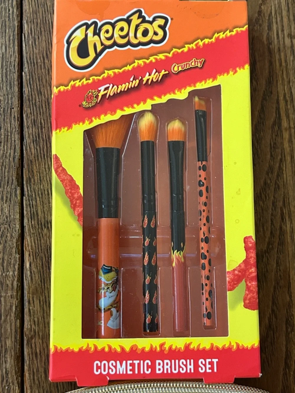 Flamin' Hot Cosmetic Brush Set -Cosmetics Bag ain’t easy being cheesy 🧀